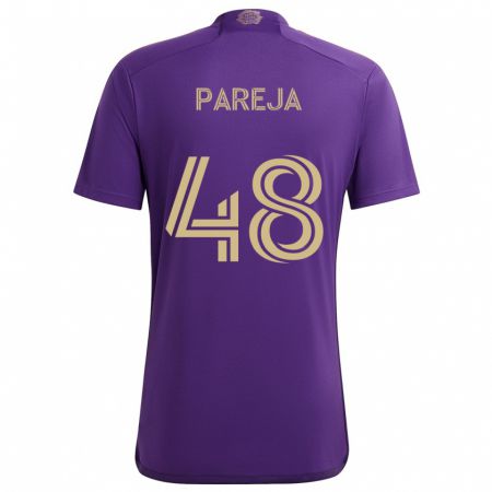 Kandiny Kinderen Diego Pareja #48 Paars Geel Thuisshirt Thuistenue 2024/25 T-Shirt België