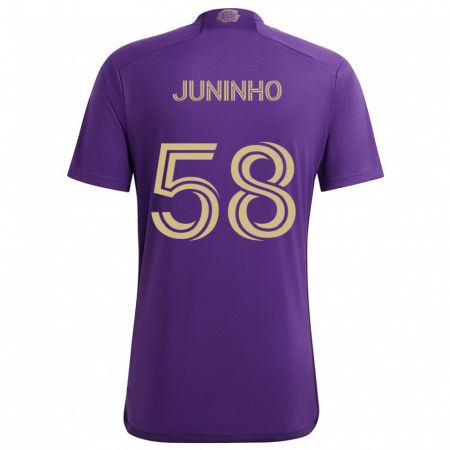 Kandiny Kinderen Juninho #58 Paars Geel Thuisshirt Thuistenue 2024/25 T-Shirt