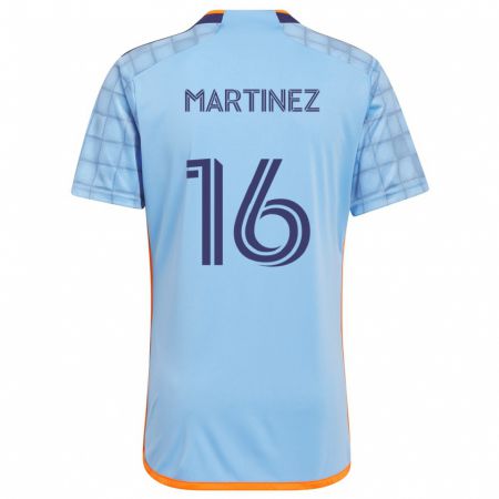 Kandiny Niño Camiseta Alonso Martínez #16 Azul Naranja 1ª Equipación 2024/25 La Camisa