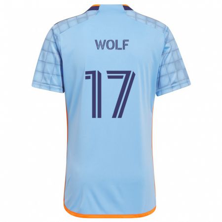 Kandiny Kinderen Hannes Wolf #17 Blauw Oranje Thuisshirt Thuistenue 2024/25 T-Shirt