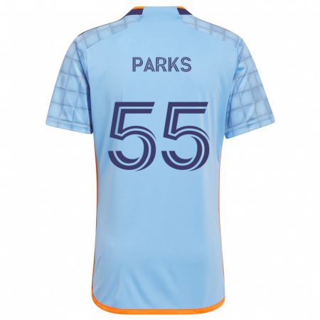 Kandiny Niño Camiseta Keaton Parks #55 Azul Naranja 1ª Equipación 2024/25 La Camisa