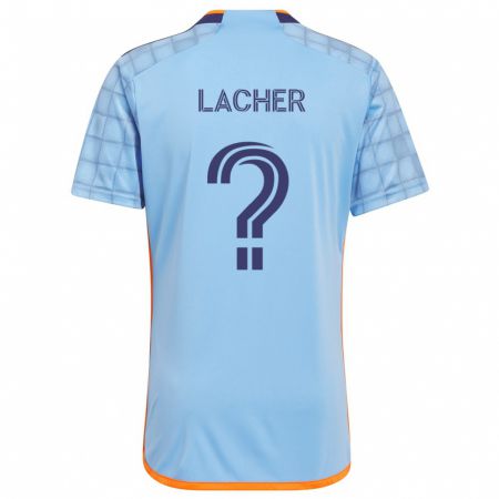 Kandiny Niño Camiseta Julien Lacher #0 Azul Naranja 1ª Equipación 2024/25 La Camisa