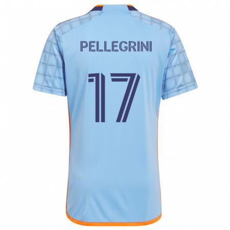 Kandiny Niño Camiseta Matías Pellegrini #17 Azul Naranja 1ª Equipación 2024/25 La Camisa