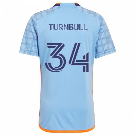 Kandiny Niño Camiseta Stephen Turnbull #34 Azul Naranja 1ª Equipación 2024/25 La Camisa