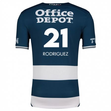 Kandiny Bambino Maglia Valentín Rodríguez #21 Blu Bianco Kit Gara Home 2024/25 Maglietta