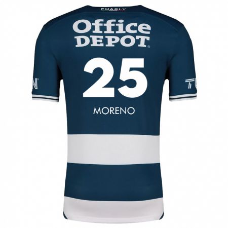 Kandiny Niño Camiseta Carlos Moreno #25 Azul Blanco 1ª Equipación 2024/25 La Camisa