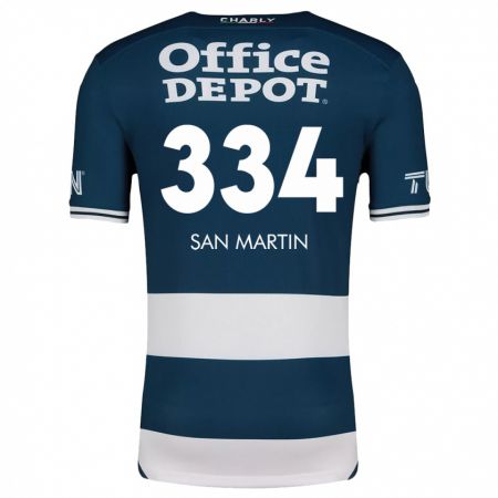 Kandiny Niño Camiseta Uziel San Martín #334 Azul Blanco 1ª Equipación 2024/25 La Camisa