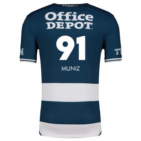 Kandiny Niño Camiseta Brandon Muñiz #91 Azul Blanco 1ª Equipación 2024/25 La Camisa