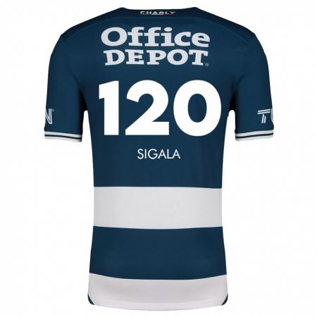 Kandiny Niño Camiseta Juan Sigala #120 Azul Blanco 1ª Equipación 2024/25 La Camisa