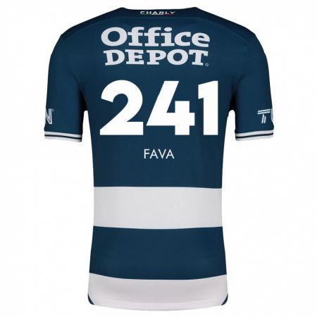 Kandiny Niño Camiseta Marco Fava #241 Azul Blanco 1ª Equipación 2024/25 La Camisa