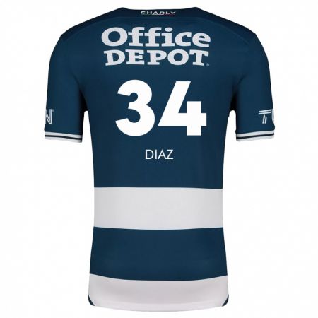 Kandiny Niño Camiseta Karen Díaz #34 Azul Blanco 1ª Equipación 2024/25 La Camisa