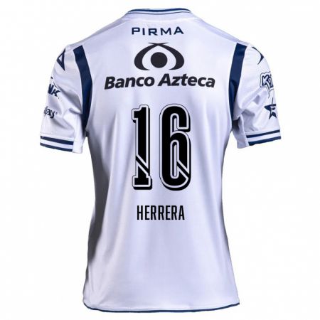 Kandiny Niño Camiseta Alberto Herrera #16 Blanco Azul Marino 1ª Equipación 2024/25 La Camisa