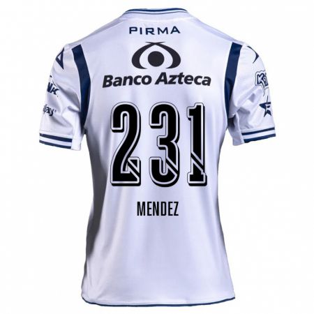 Kandiny Bambino Maglia Alejandro Méndez #231 Bianco Blu Navy Kit Gara Home 2024/25 Maglietta