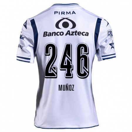 Kandiny Niño Camiseta Zamier Muñoz #246 Blanco Azul Marino 1ª Equipación 2024/25 La Camisa