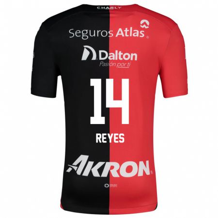 Kandiny Bambino Maglia Luis Reyes #14 Rosso Nero Kit Gara Home 2024/25 Maglietta