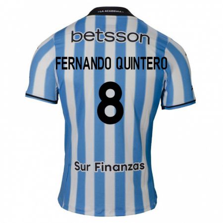 Kandiny Niño Camiseta Juan Fernando Quintero #8 Azul Blanco Negro 1ª Equipación 2024/25 La Camisa