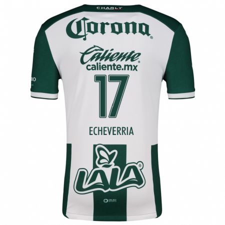 Kandiny Niño Camiseta Emmanuel Echeverría #17 Verde Blanco 1ª Equipación 2024/25 La Camisa