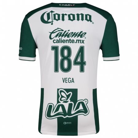 Kandiny Niño Camiseta Luis Vega #184 Verde Blanco 1ª Equipación 2024/25 La Camisa México