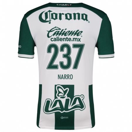 Kandiny Niño Camiseta Ernesto Narro #237 Verde Blanco 1ª Equipación 2024/25 La Camisa