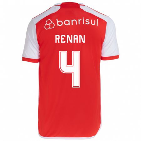 Kandiny Bambino Maglia Robert Renan #4 Rosso Bianco Kit Gara Home 2024/25 Maglietta