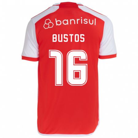 Kandiny Kinderen Fabricio Bustos #16 Rood Wit Thuisshirt Thuistenue 2024/25 T-Shirt België