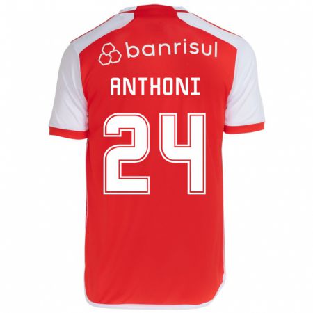 Kandiny Kinderen Anthoni #24 Rood Wit Thuisshirt Thuistenue 2024/25 T-Shirt België