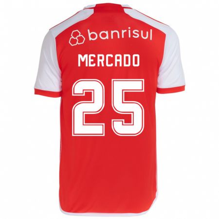 Kandiny Kinderen Gabriel Mercado #25 Rood Wit Thuisshirt Thuistenue 2024/25 T-Shirt