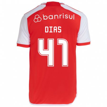 Kandiny Bambino Maglia Matheus Dias #41 Rosso Bianco Kit Gara Home 2024/25 Maglietta