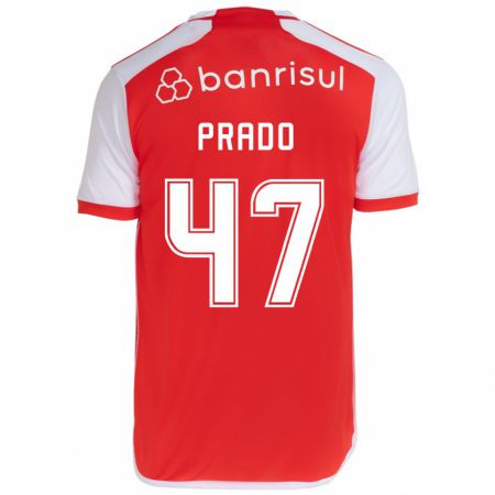 Kandiny Kinderen Gustavo Prado #47 Rood Wit Thuisshirt Thuistenue 2024/25 T-Shirt