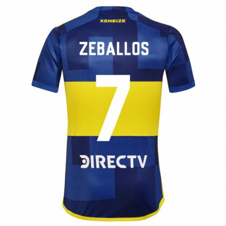 Kandiny Niño Camiseta Exequiel Zeballos #7 Azul Amarillo 1ª Equipación 2024/25 La Camisa México