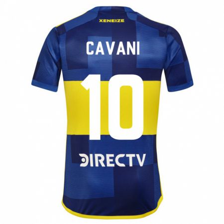 Kandiny Kinderen Edinson Cavani #10 Blauw Geel Thuisshirt Thuistenue 2024/25 T-Shirt