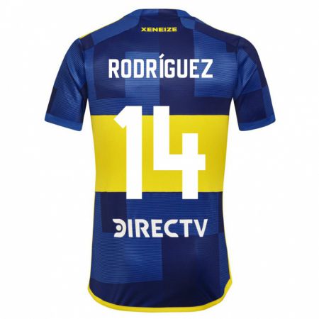 Kandiny Bambino Maglia Isaías Rodríguez #14 Blu Giallo Kit Gara Home 2024/25 Maglietta