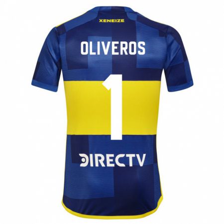 Kandiny Niño Camiseta Laurina Oliveros #1 Azul Amarillo 1ª Equipación 2024/25 La Camisa México