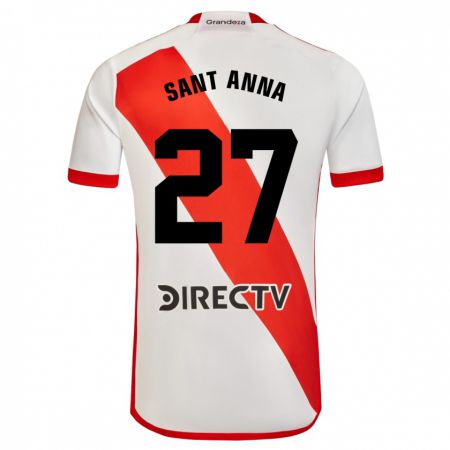 Kandiny Bambino Maglia Agustín Sant Anna #27 Bianco Rosso Kit Gara Home 2024/25 Maglietta