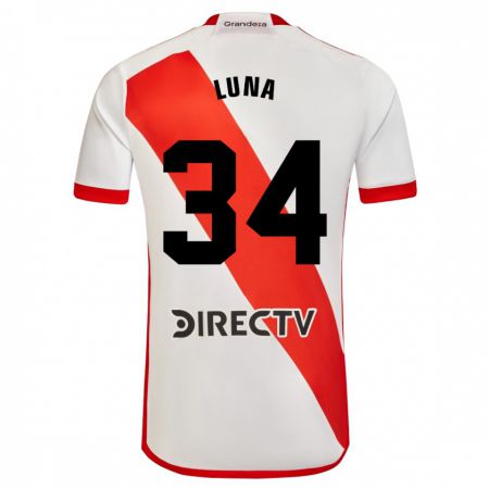 Kandiny Bambino Maglia Jonás Luna #34 Bianco Rosso Kit Gara Home 2024/25 Maglietta