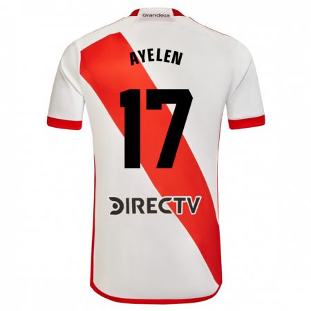 Kandiny Kinderen Stephanie Ayelén Melgarejo #17 Wit Rood Thuisshirt Thuistenue 2024/25 T-Shirt België