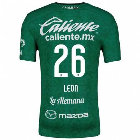 Kandiny Kinderen Armando León #26 Groen Wit Thuisshirt Thuistenue 2024/25 T-Shirt België