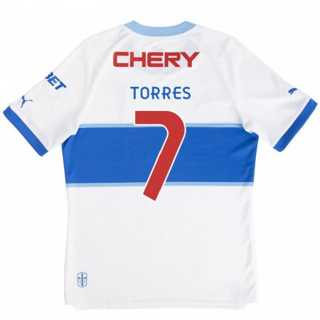 Kandiny Bambino Maglia Joaquín Torres #7 Bianco Blu Kit Gara Home 2024/25 Maglietta