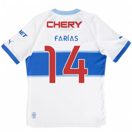 Kandiny Bambino Maglia Agustín Farías #14 Bianco Blu Kit Gara Home 2024/25 Maglietta