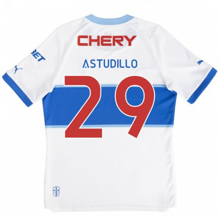 Kandiny Kinderen Aaron Astudillo #29 Wit Blauw Thuisshirt Thuistenue 2024/25 T-Shirt