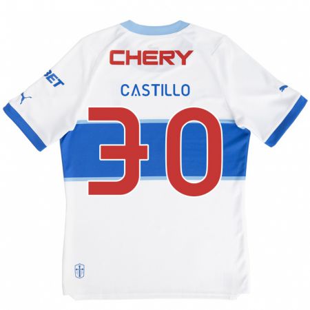 Kandiny Bambino Maglia Nicolás Castillo #30 Bianco Blu Kit Gara Home 2024/25 Maglietta