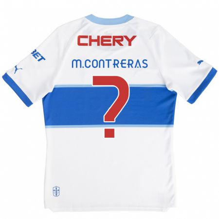 Kandiny Bambino Maglia Mathías Contreras #0 Bianco Blu Kit Gara Home 2024/25 Maglietta