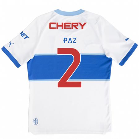 Kandiny Bambino Maglia Nehuén Paz #2 Bianco Blu Kit Gara Home 2024/25 Maglietta