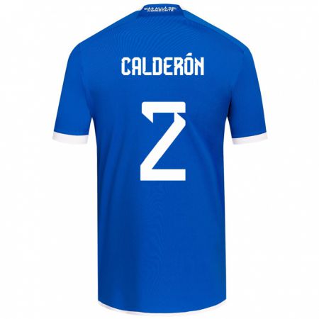 Kandiny Niño Camiseta Franco Calderón #2 Azul Blanco 1ª Equipación 2024/25 La Camisa