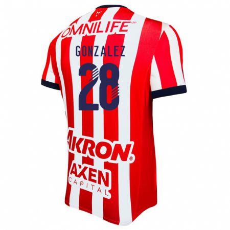 Kandiny Kinderen Fernando González #28 Rood Wit Blauw Thuisshirt Thuistenue 2024/25 T-Shirt