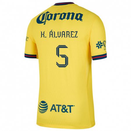 Kandiny Bambino Maglia Kevin Álvarez #5 Giallo Blu Kit Gara Home 2024/25 Maglietta