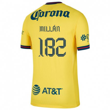 Kandiny Niño Camiseta Daniel Millán #182 Amarillo Azul 1ª Equipación 2024/25 La Camisa México