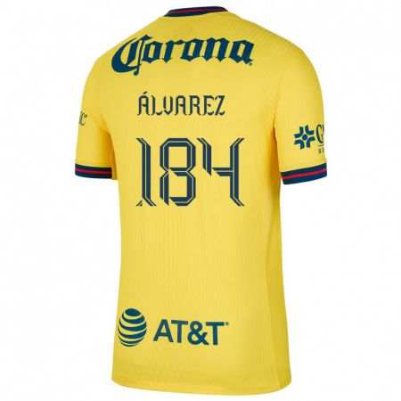 Kandiny Niño Camiseta Antonio Álvarez #184 Amarillo Azul 1ª Equipación 2024/25 La Camisa México