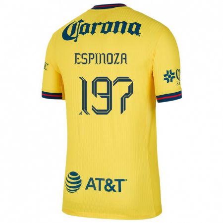 Kandiny Niño Camiseta Dagoberto Espinoza #197 Amarillo Azul 1ª Equipación 2024/25 La Camisa México