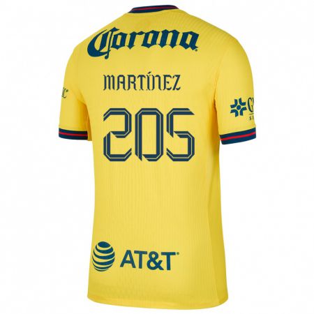 Kandiny Niño Camiseta Sebastián Martínez #205 Amarillo Azul 1ª Equipación 2024/25 La Camisa México